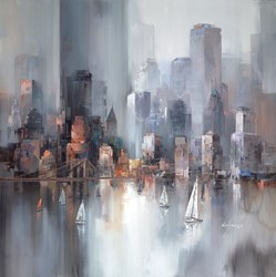 Grey Skies by Wilfred - Original Painting on Box Canvas sized 37x37 inches. Available from Whitewall Galleries